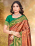 Deeva Sarees Brown and Green Silk Saree